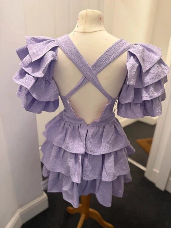 ASOS Brand new ASOS Luxe - Corset dress with peplum hem and ruffle sleeves - Lilac