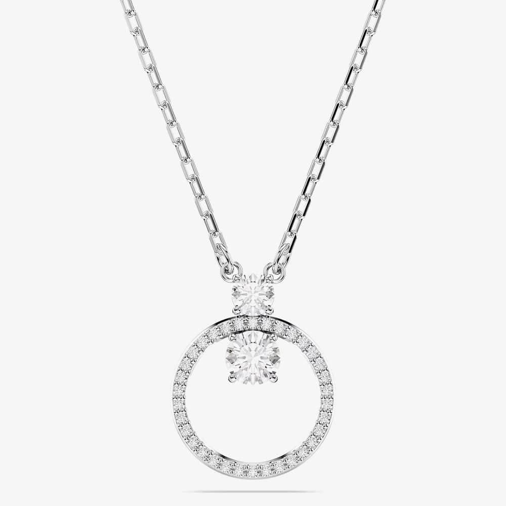 Swarovski Swarovski Women's Constella Rhodium Plated White Circle Necklace 5692261 in Silver