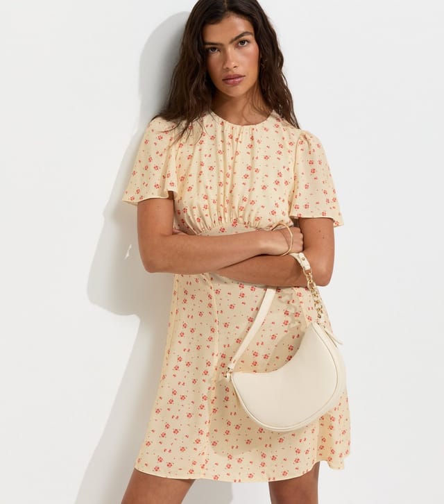 New Look Women's Cream Woven Ditsy Print Flutter Sleeve Mini Dress New Look - 2