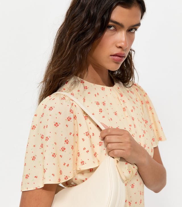 New Look Women's Cream Woven Ditsy Print Flutter Sleeve Mini Dress New Look - 3