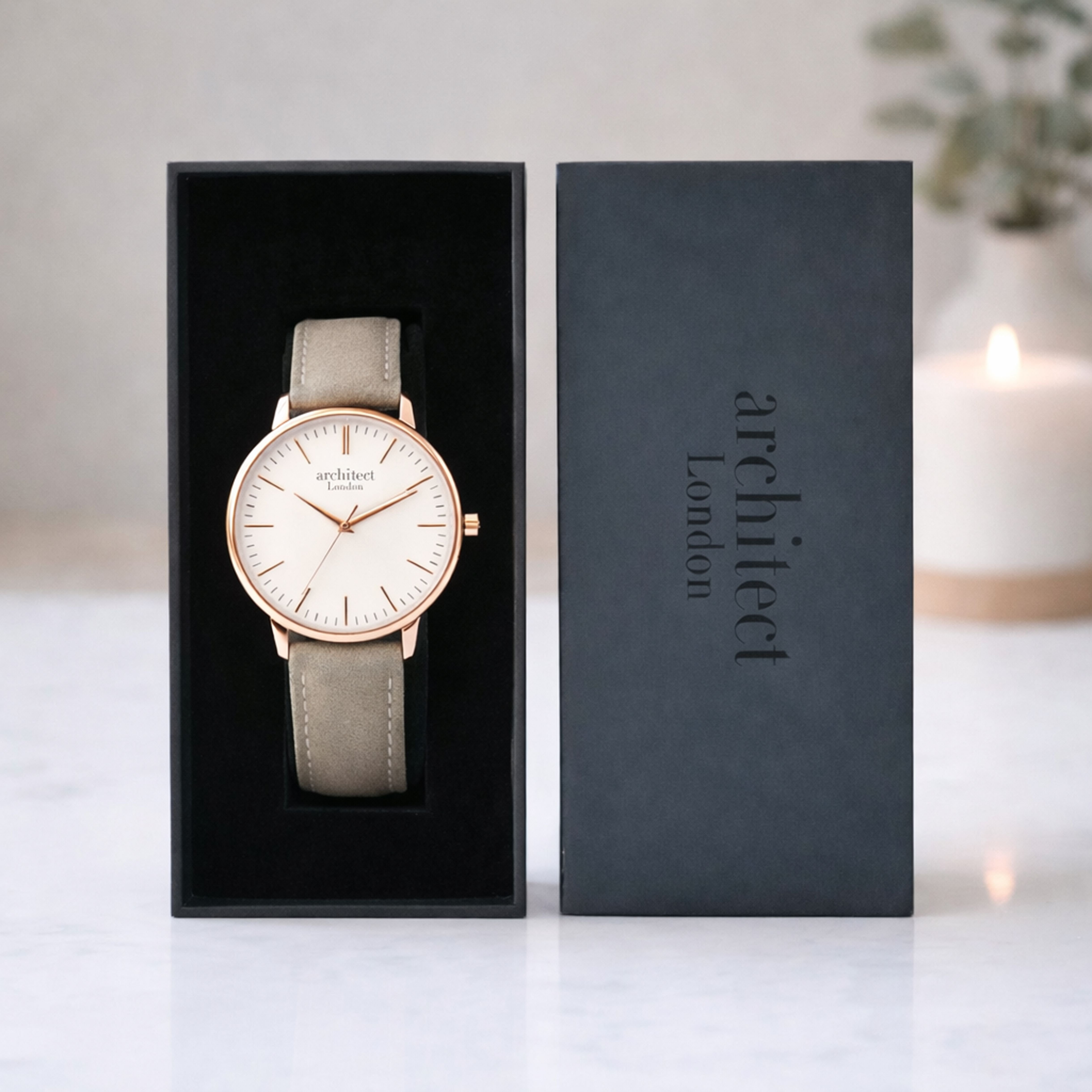 Wear We Met Wear We Met Women's Personalised Blanc Watch Rose Gold Bezel - Engraved in Grey - 3