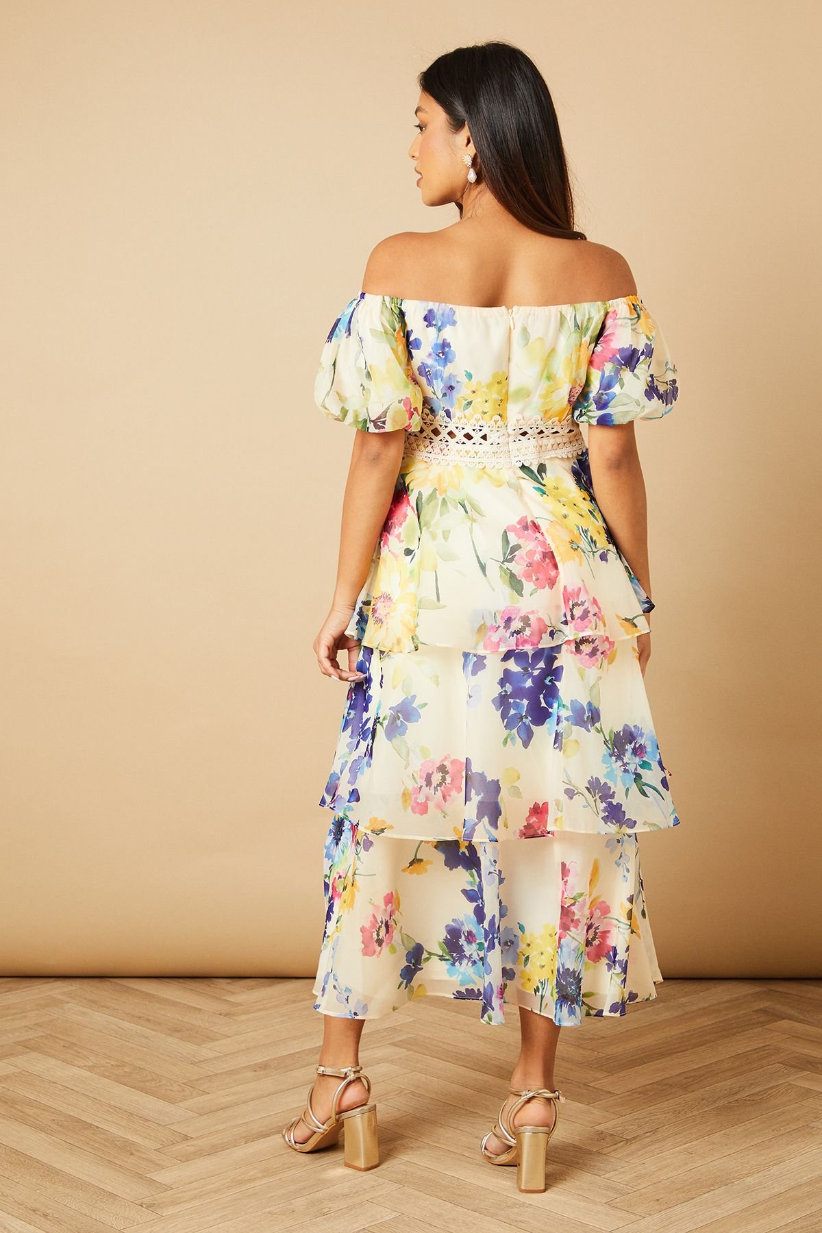 Oasis Oasis Women's Petite Organza Floral Bardot Midaxi Dress - 4