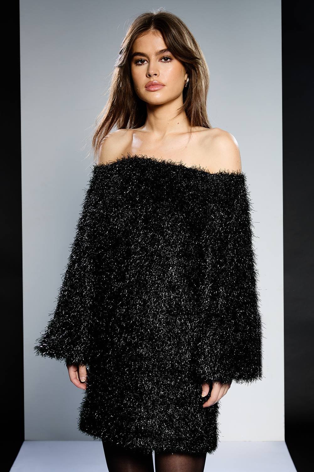 RUNWAY 1.8.1.8 RUNWAY 1.8.1.8 Women's Tinsel Mini Dress in Black - 2
