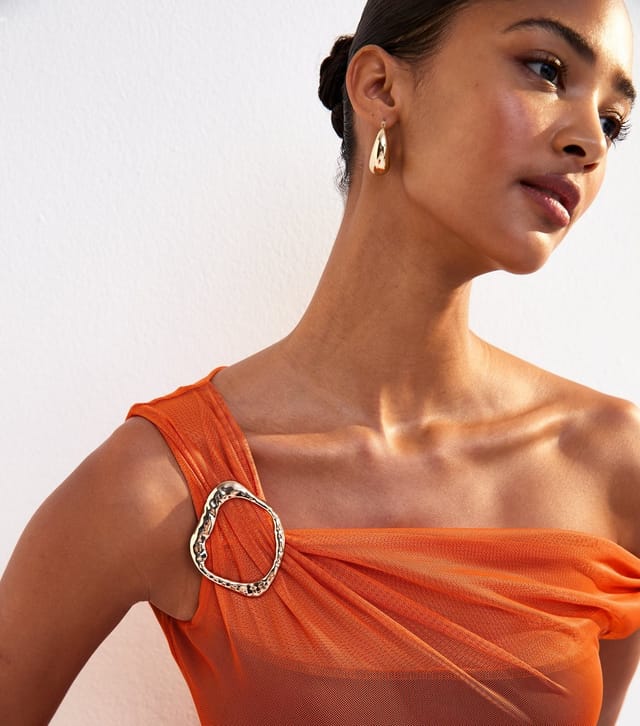 New Look Women's Orange Ombre Mesh Off Shoulder Midi Dress New Look - 2