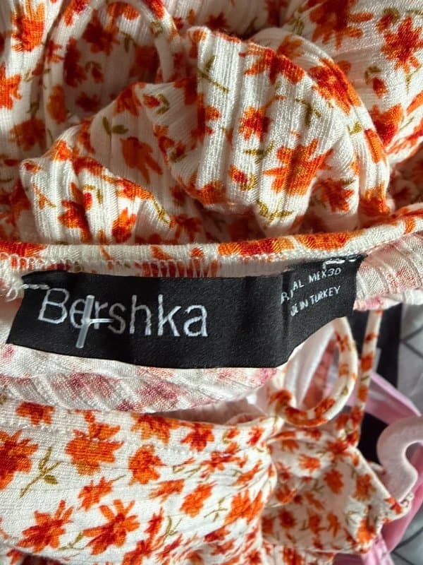 Bershka Bershka Orange & Red Floral Open Back Mini Dress