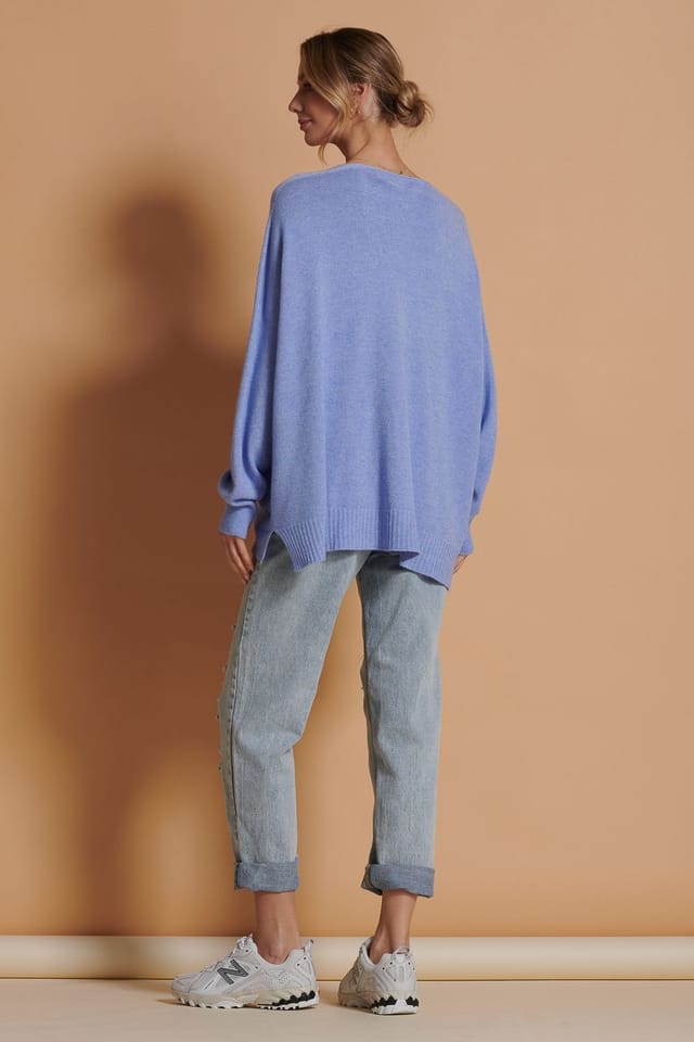 Jolie Moi Jolie Moi Women's Soft Knit Shell Button Cardigan in Pale Blue - 2