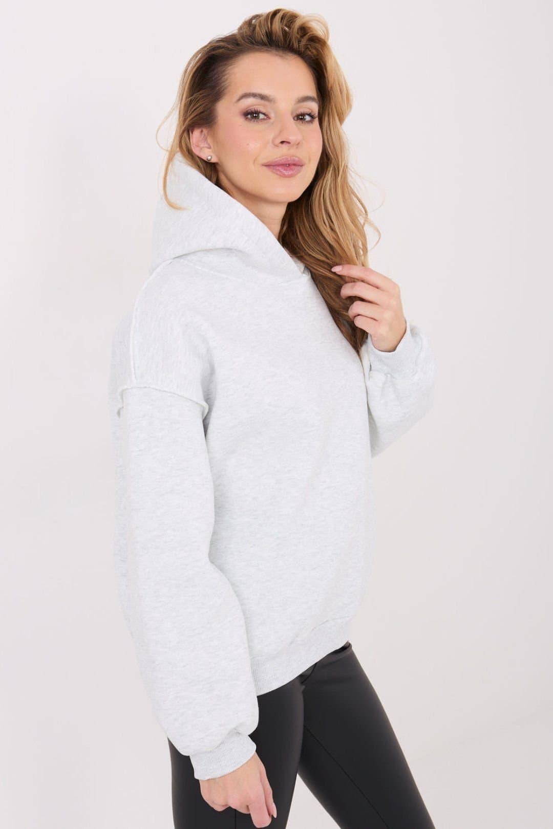 Love Lace Love Lace Women's Insulated Hooded Cotton Elastane Casual Sweatshirt in Grey