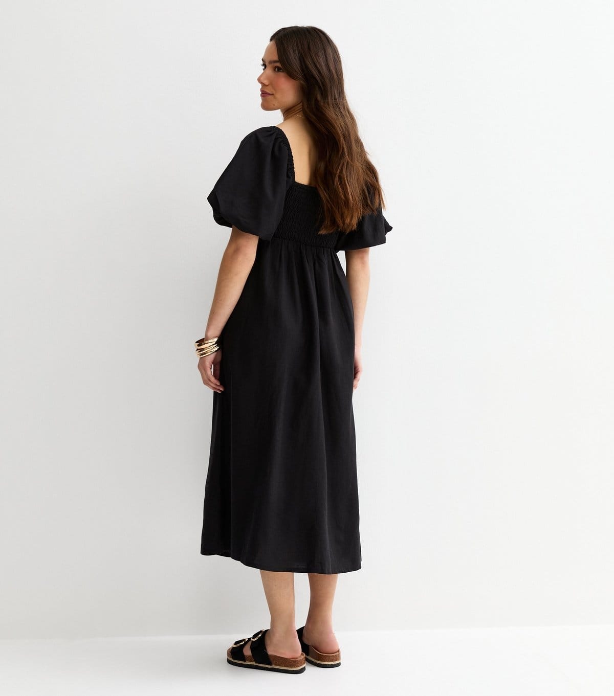 New Look Women's Petite Black Button Through Milkmaid Midi Dress New Look - 4