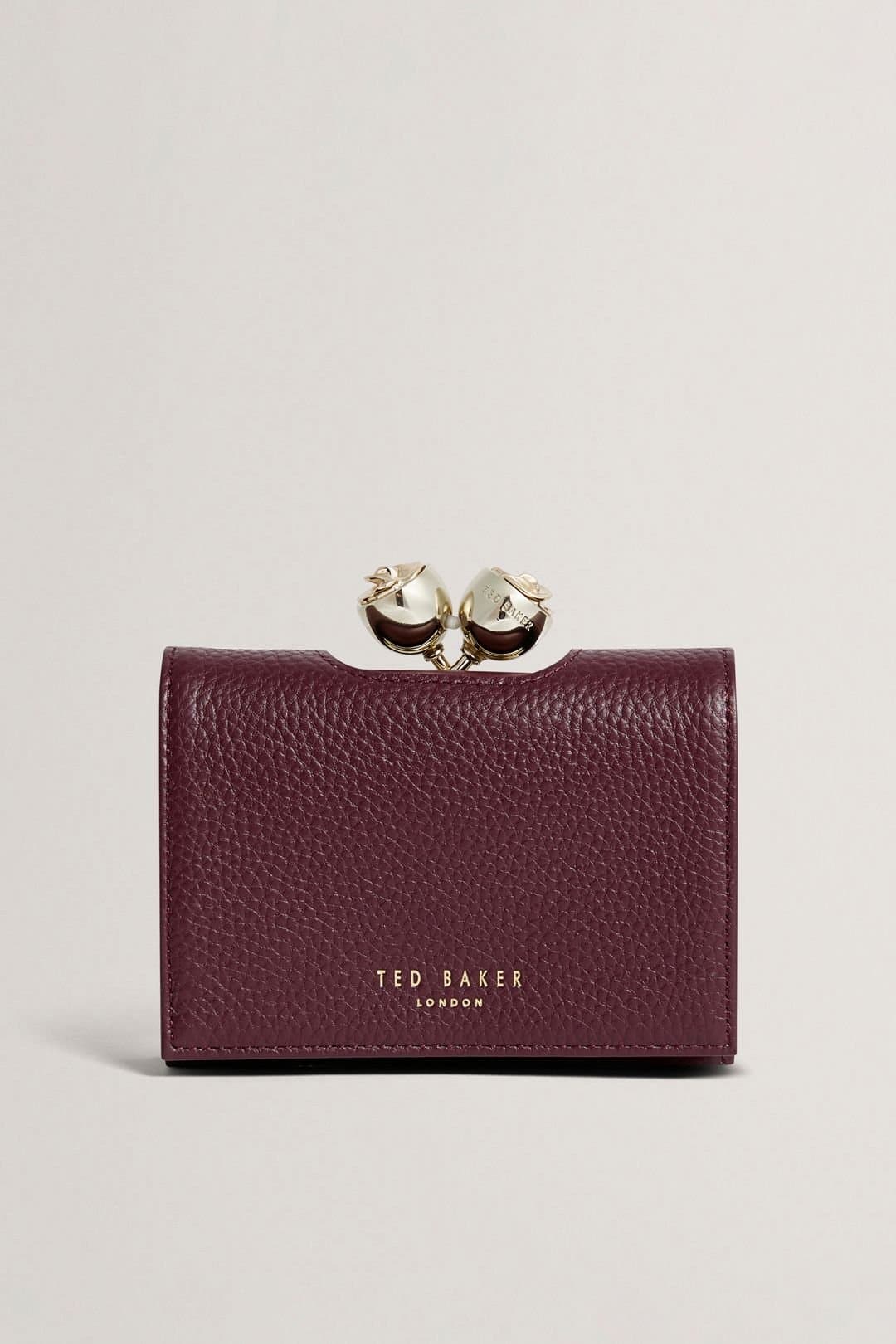 Ted Baker Ted Baker Women's Rose Detail Leather Small Bobble Purse Dark Red