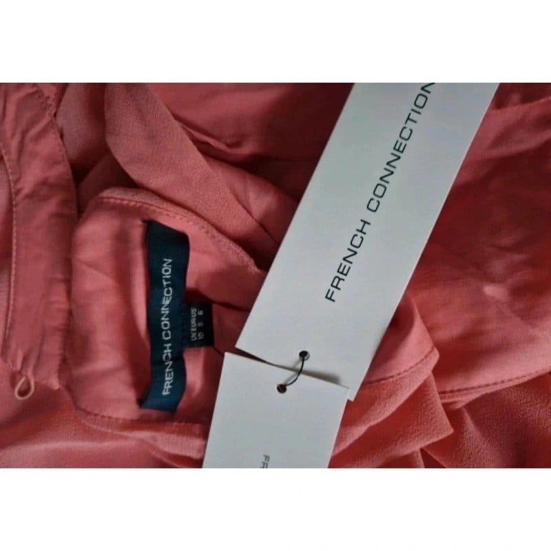 French Connection Coral Velvet Halterneck Maxi Dress UK Size 10