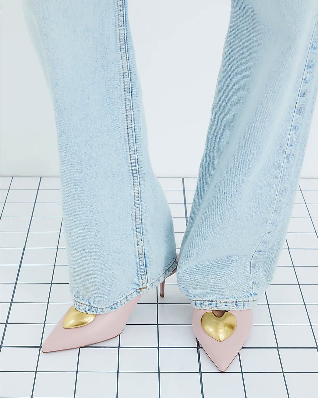 River Island River Island Womens Pink Heart Detail Court Heels