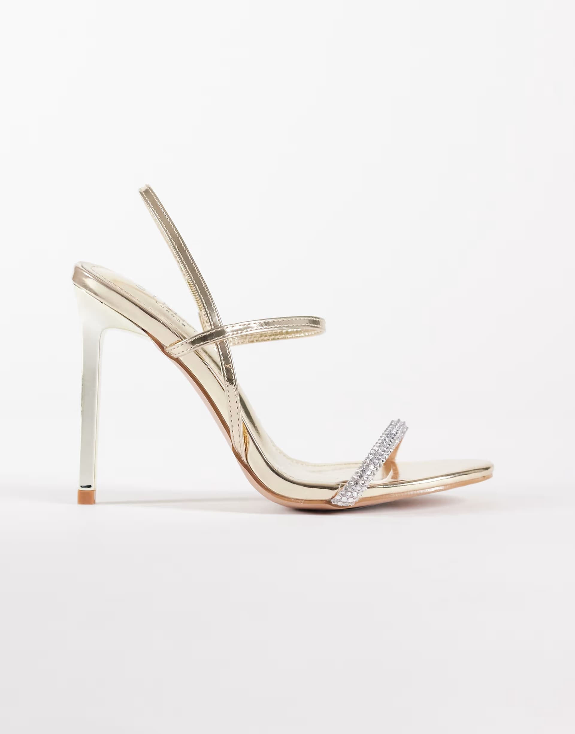 ASOS Simmi London Jordi heeled sandals in gold embellishment