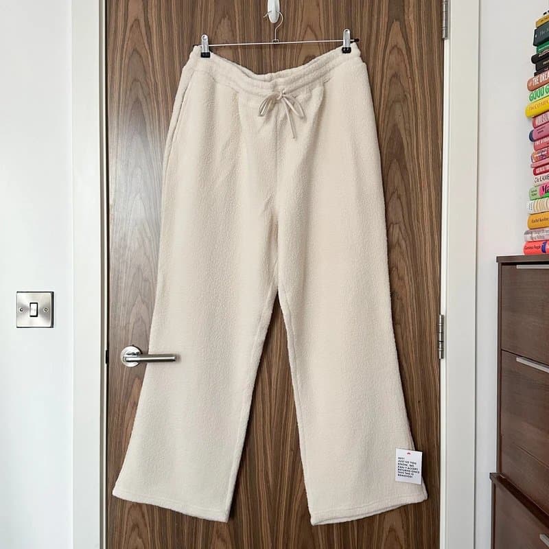 Topshop Topshop Cream Ecru Borg Sherpa Wide Leg Lounge Sweatpants Trousers Joggers L