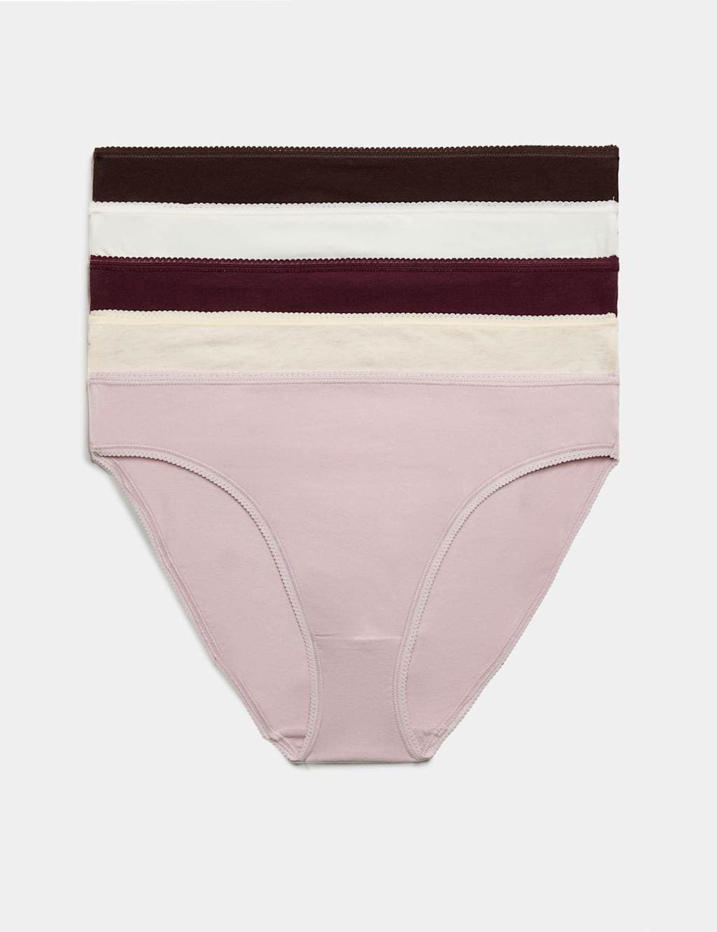 Marks & Spencer M&S 5pk Cotton Rich Lycra® High Leg Knickers Bitter Chocolate