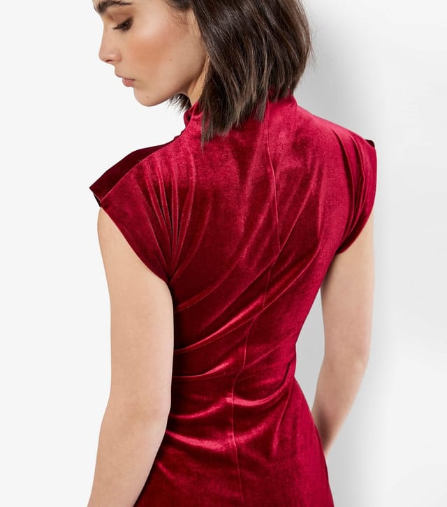 Apricot Women's Red Velvet Cowl Neck Ruched Mini Dress Apricot New Look - 3