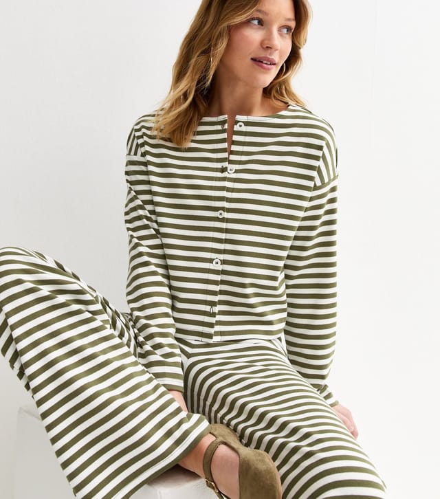 New Look Women's Green Relaxed Striped Wide Leg Trousers New Look - 2