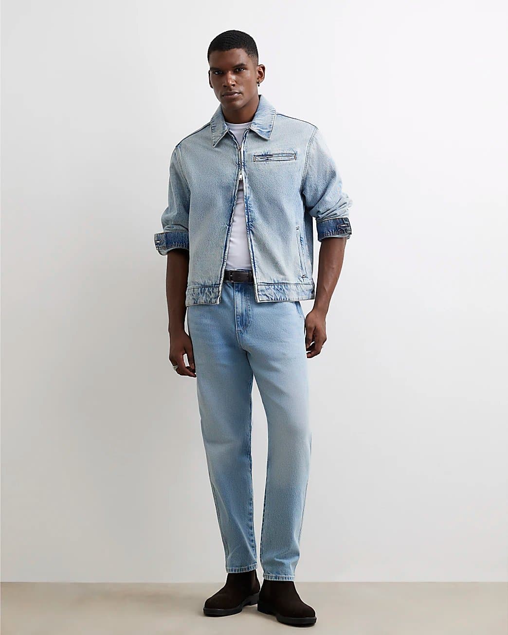 River Island Mens River Island Blue Tapered Fit Stretch Jeans
