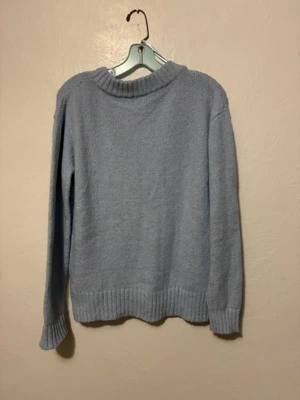 New Look New Look Pastel Powder Blue V-Neck Mohair Blend Knit Sweater - Size US 4 (UK 8)