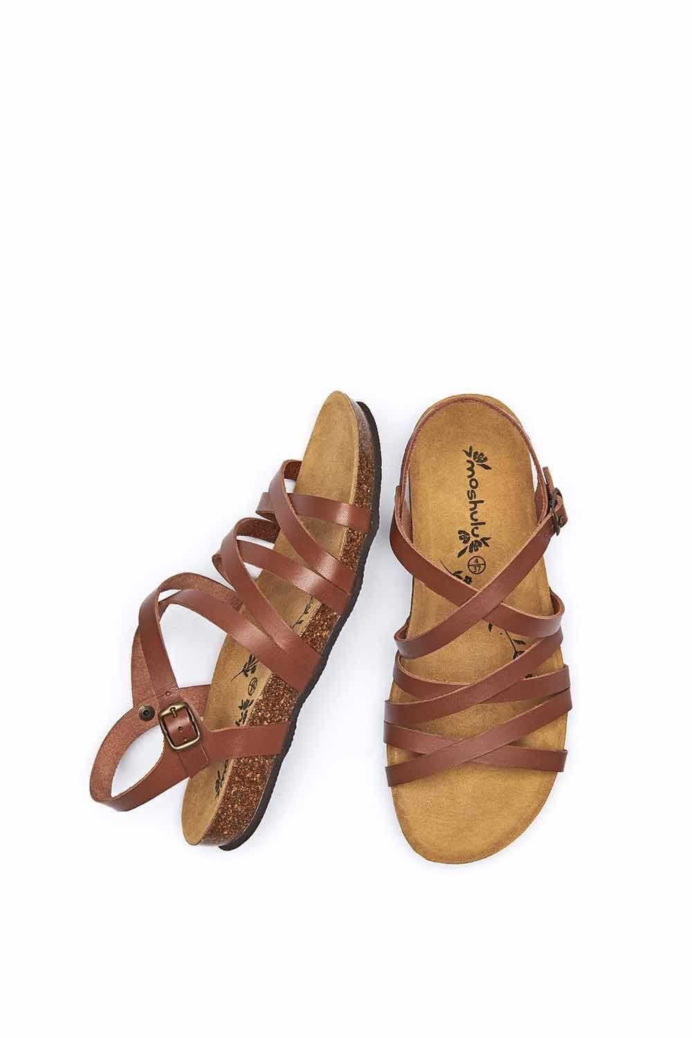 Moshulu Moshulu Women's 'Ginger Ale' Strappy Cork Footbed Sandals in Tan