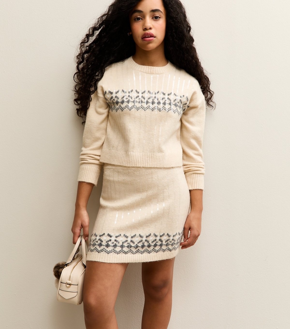 New Look Girls' Off White Knit Mini Skirt New Look - 2