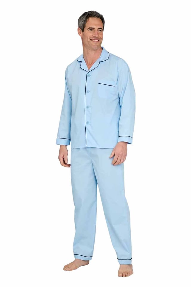 Tootal Tootal Men's Champion Plain Cotton-Blend Pyjamas in Blue - 2