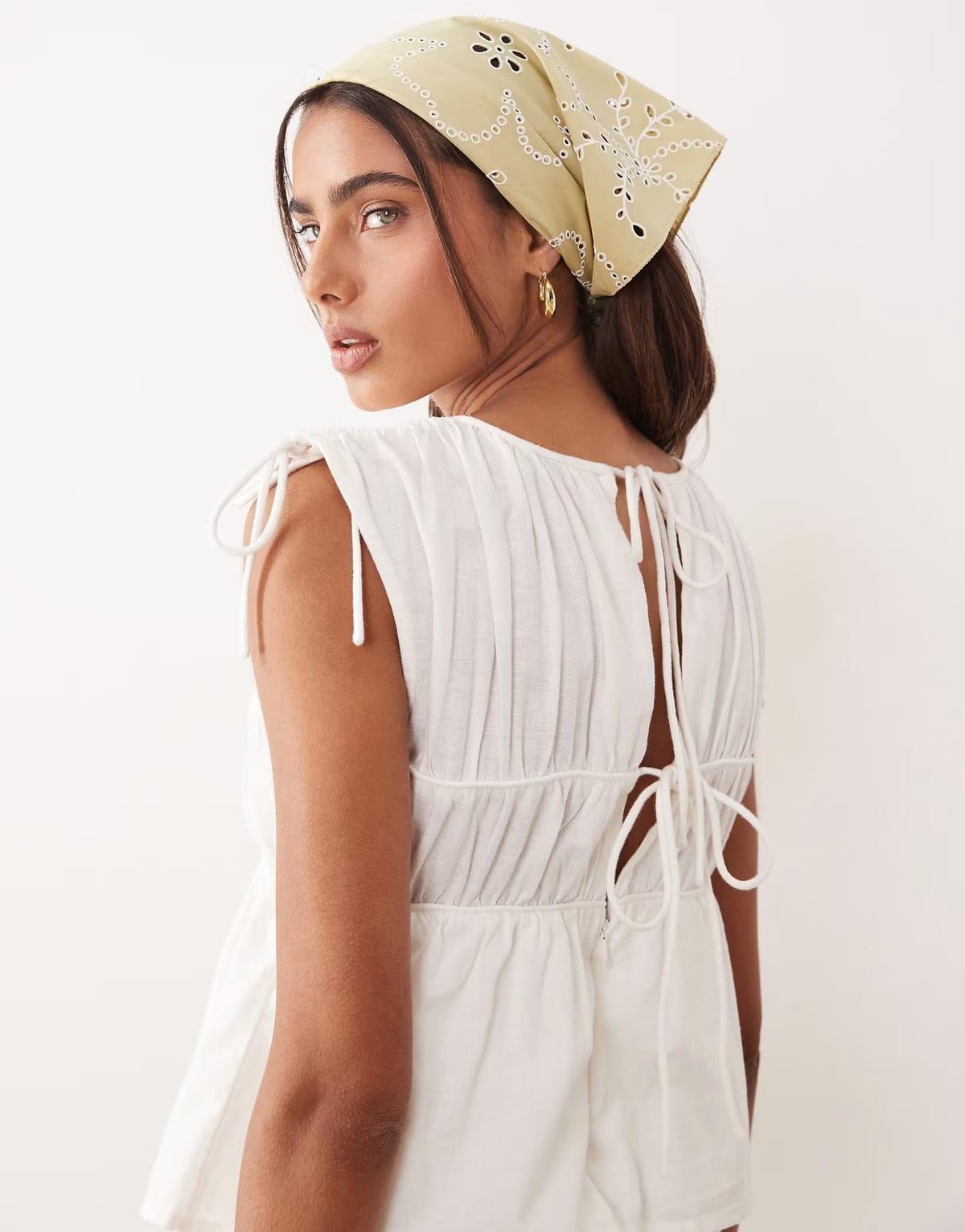 ASOS ASOS DESIGN double layer jumpsuit with gathered bust detail in white - 1