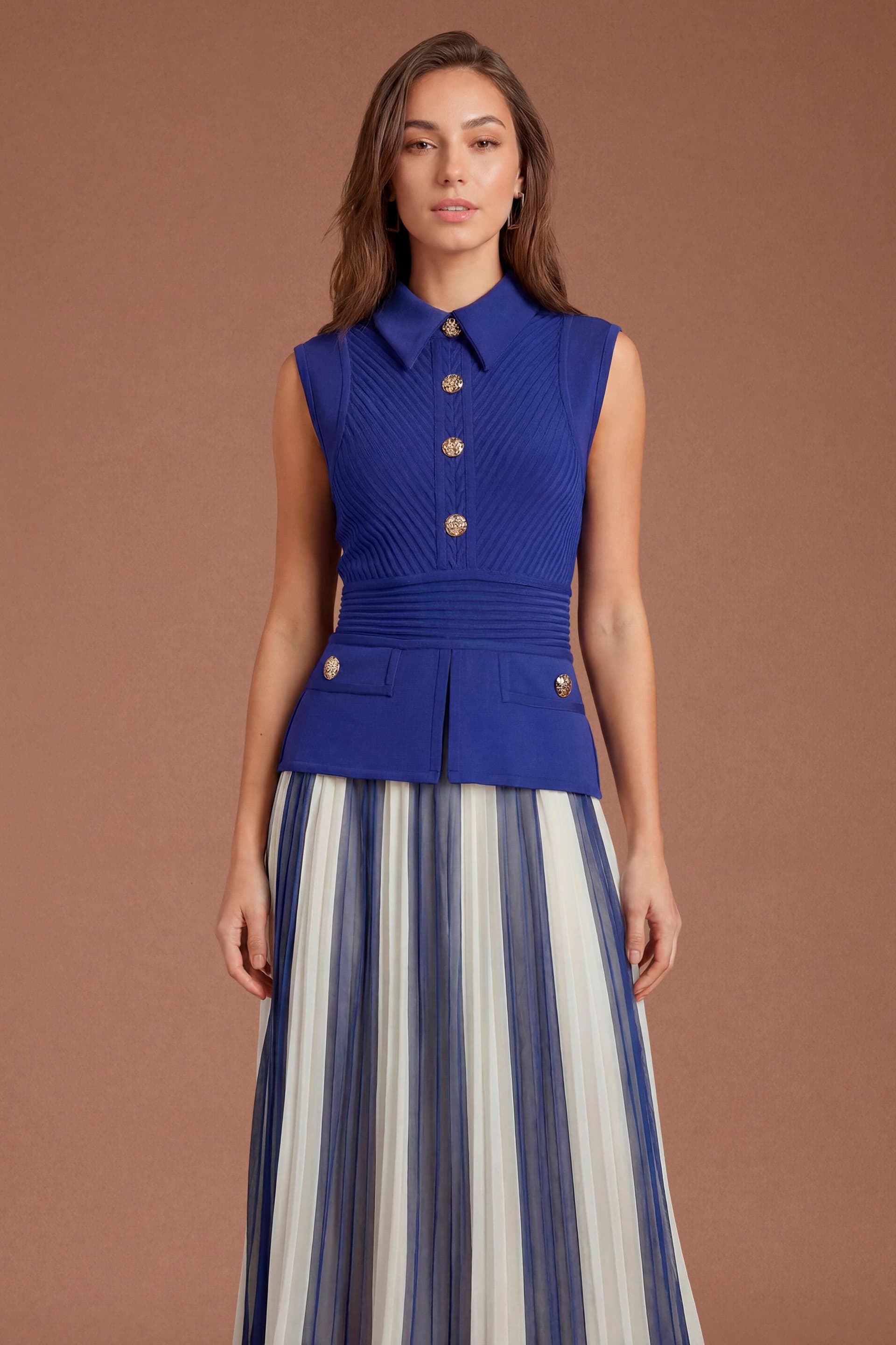 Coast Coast Women's Bandage Blue Pleated Dress