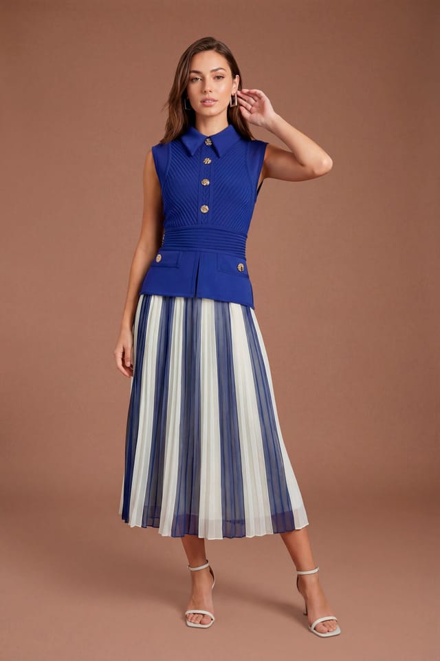 Coast Coast Women's Bandage Blue Pleated Dress - 2