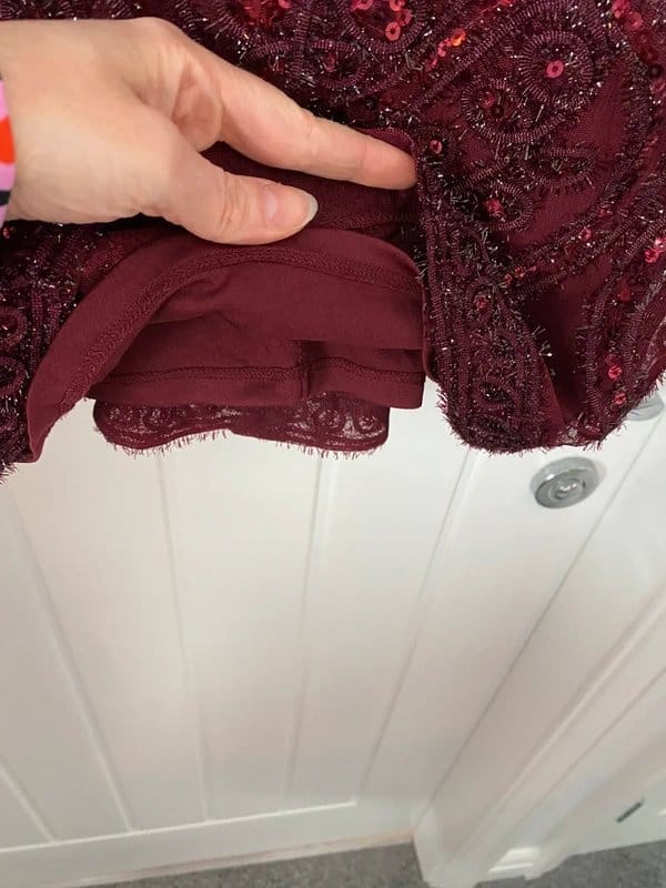 S&D collection Burgundy Sequin Embellished Party Dress – UK 10 Petite (SD Collection) - 1
