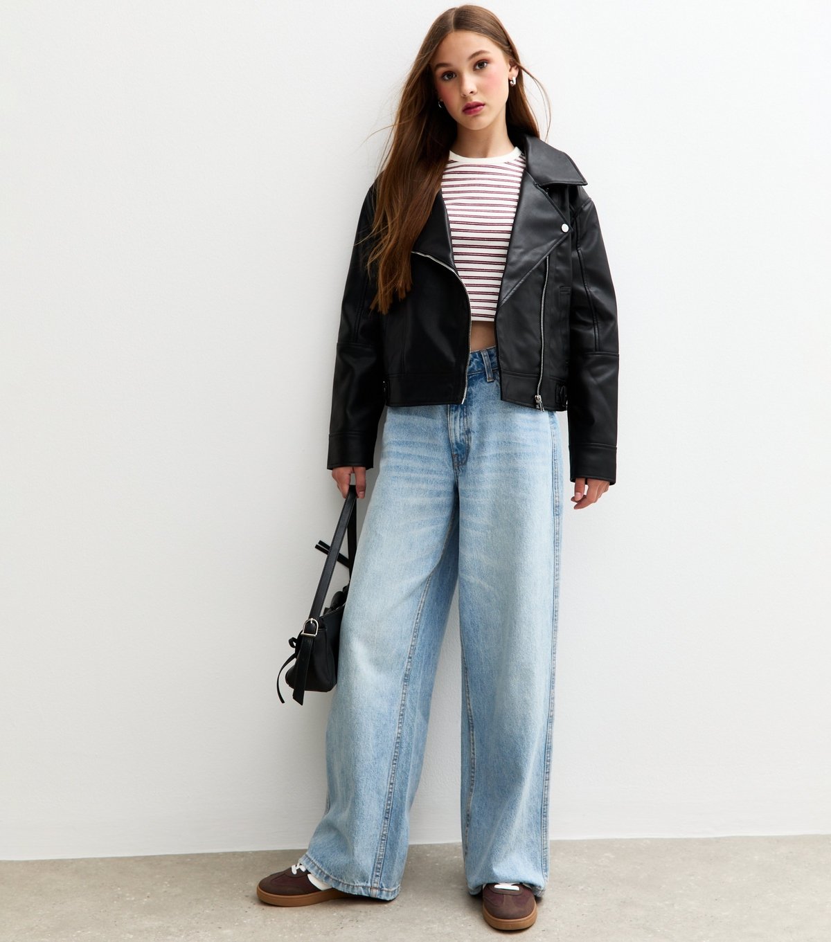 New Look Girls' Black Faux Leather Biker Jacket New Look - 3