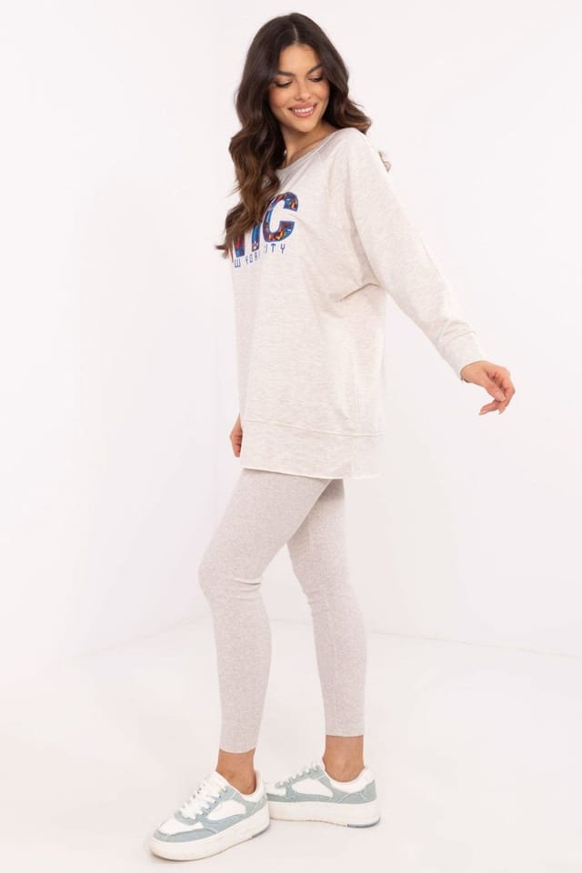 Love Lace Love Lace Women's Sweatshirt & High Waist Leggings Set in Beige - 2