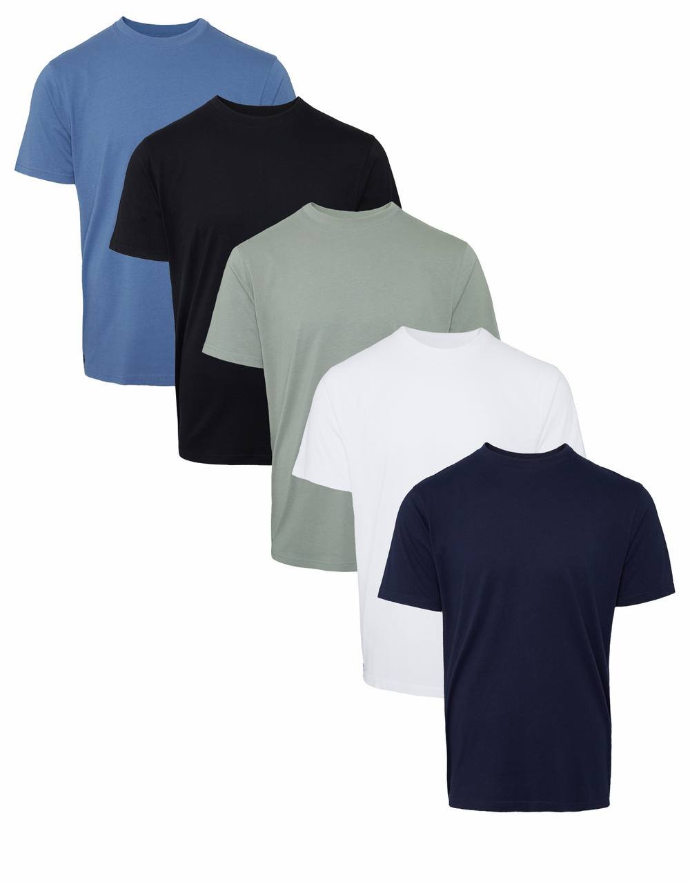 Threadbare Threadbare Men's 5-Pack 'Coretta' Short Sleeve Cotton T-Shirts in Blue - 3