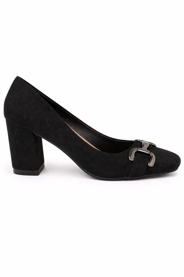 Spot On Spot On Women's Block Heel Court Shoes with Metal Horsebit Detail in Black - 2