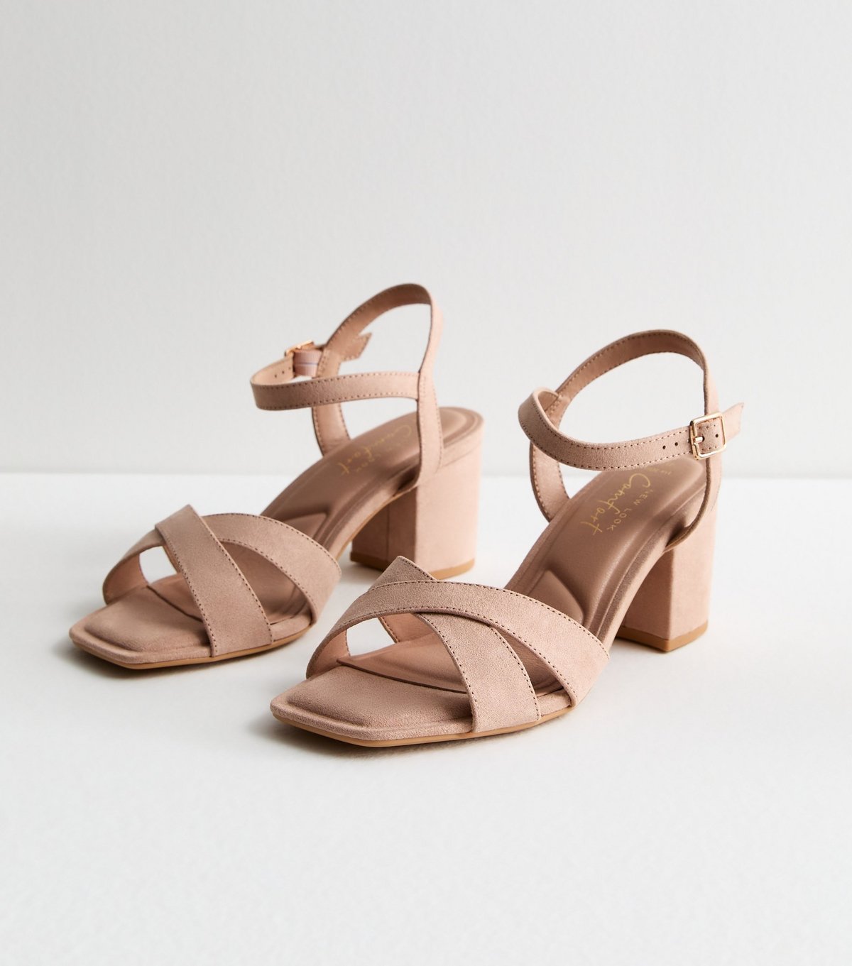 New Look Women's Wide Fit Pink Faux Suede Crossover Strap Sandals Vegan New Look - 2