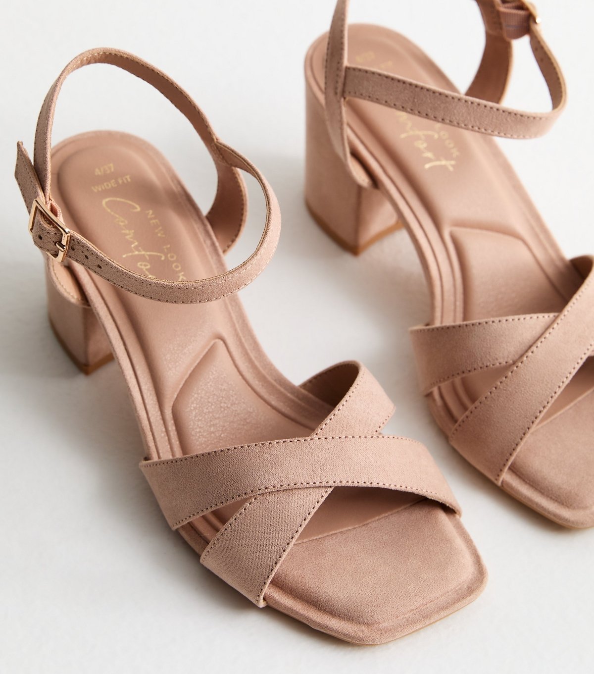 New Look Women's Wide Fit Pink Faux Suede Crossover Strap Sandals Vegan New Look - 3