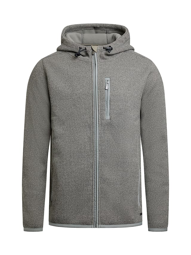 Weird Fish Weird Fish Men's Lockie Full Zip Bonded Fleece Hoodie in Mid Grey - 2