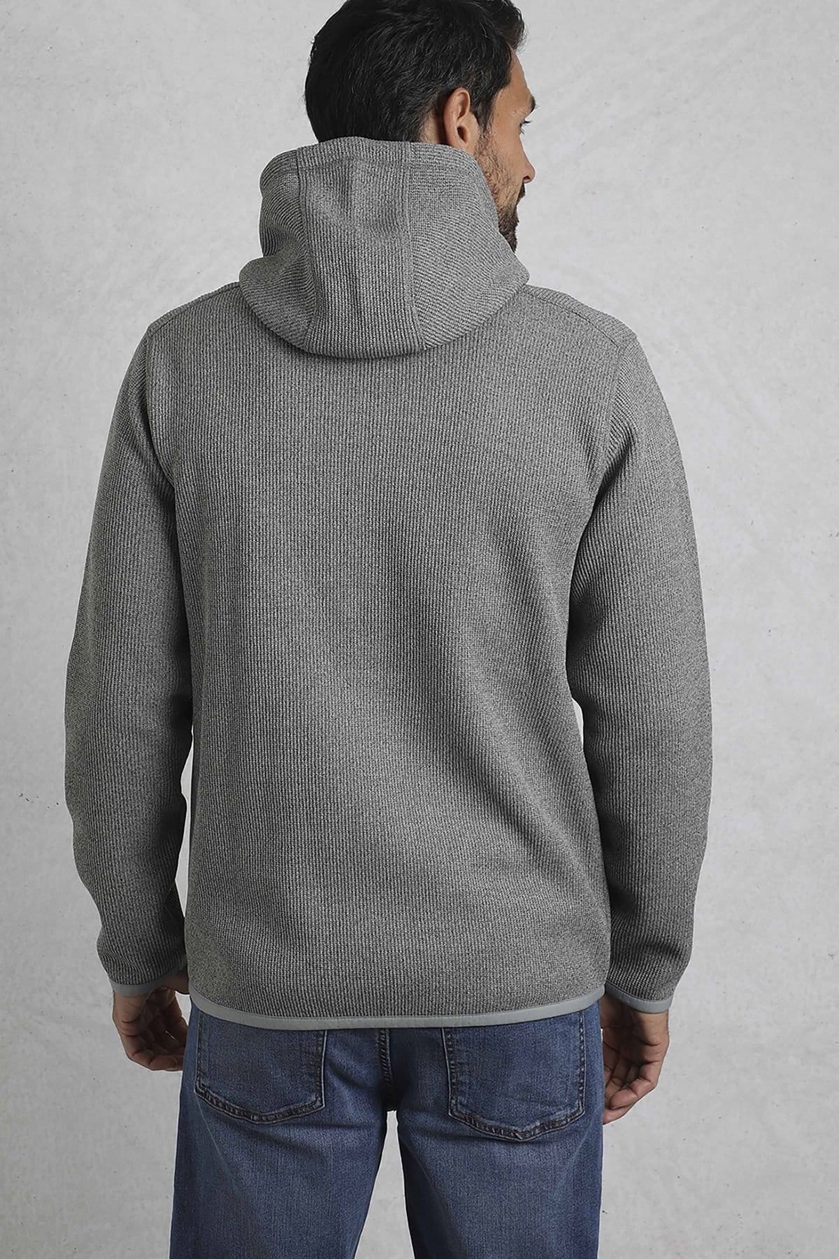 Weird Fish Weird Fish Men's Lockie Full Zip Bonded Fleece Hoodie in Mid Grey - 4