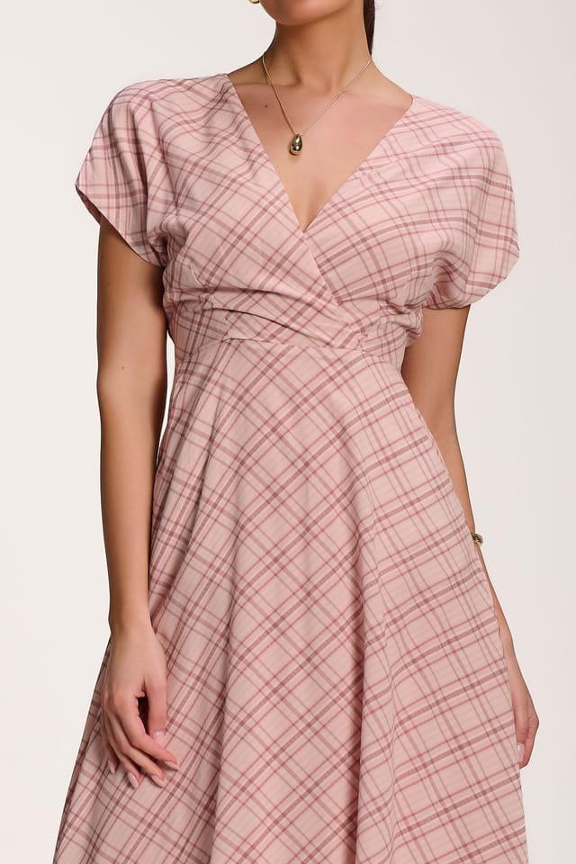 Jolie Moi Jolie Moi Women's Check Print Maxi Dress in Light Pink - 3