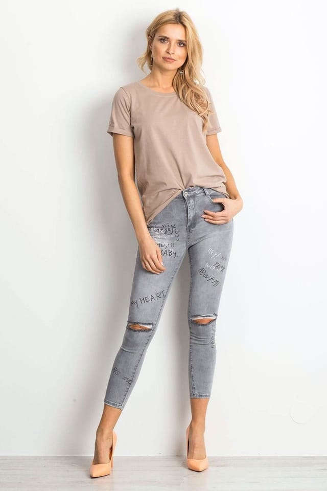 Love Lace Love Lace Women's Soft Cotton Short Sleeve Crew T-Shirt in Beige - 2