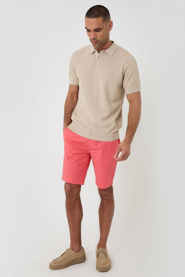 Threadbare Threadbare Men's Moss Stitch Knitted Polo in Taupe - 3