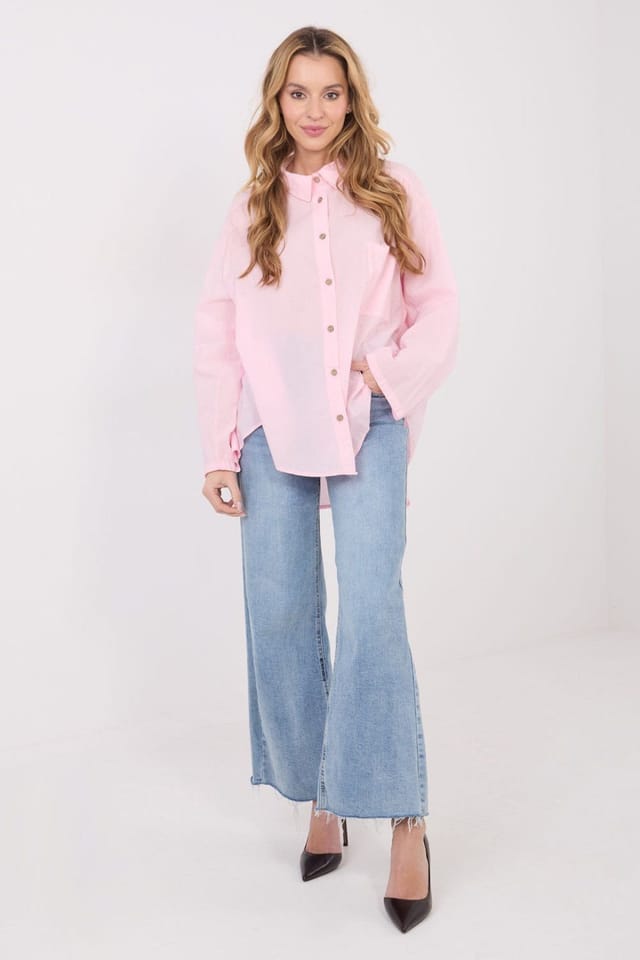 Love Lace Love Lace Women's Classic Cotton Long Sleeve Casual Shirt in Pink - 2