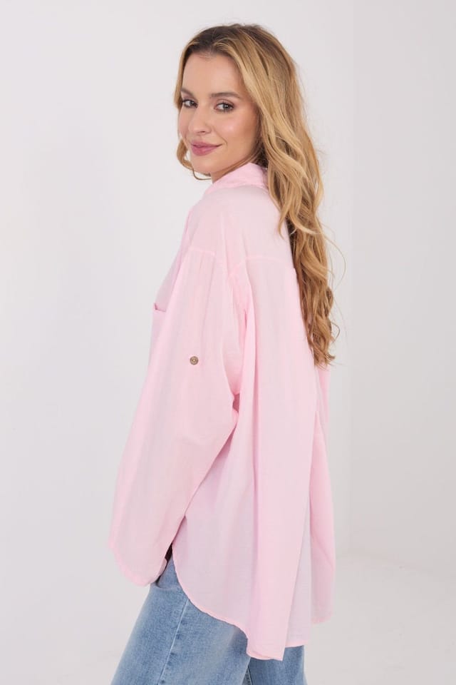 Love Lace Love Lace Women's Classic Cotton Long Sleeve Casual Shirt in Pink - 3