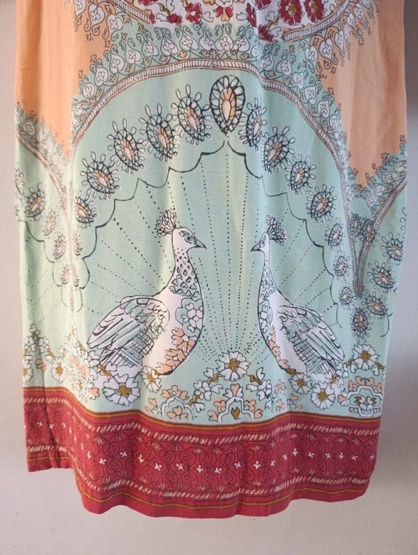 White Stuff Peacock Print Tunic Dress UK 12 Boho Viscose