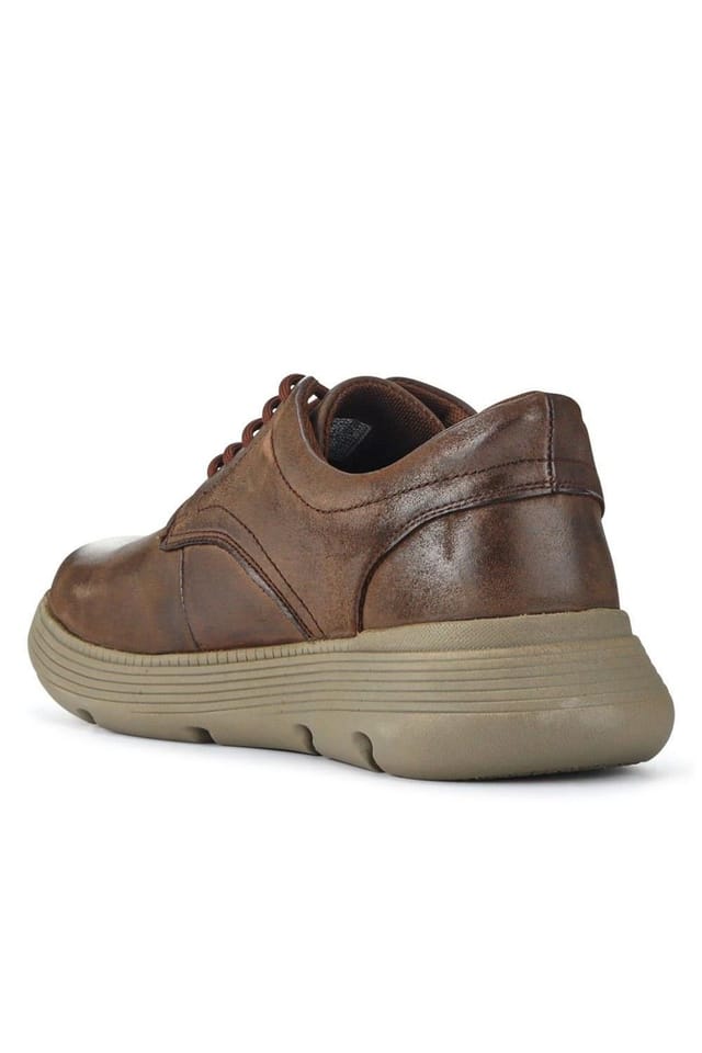 Pavers Pavers Men's Easy Step In Casual Leather Lace Up Shoes in Brown - 3