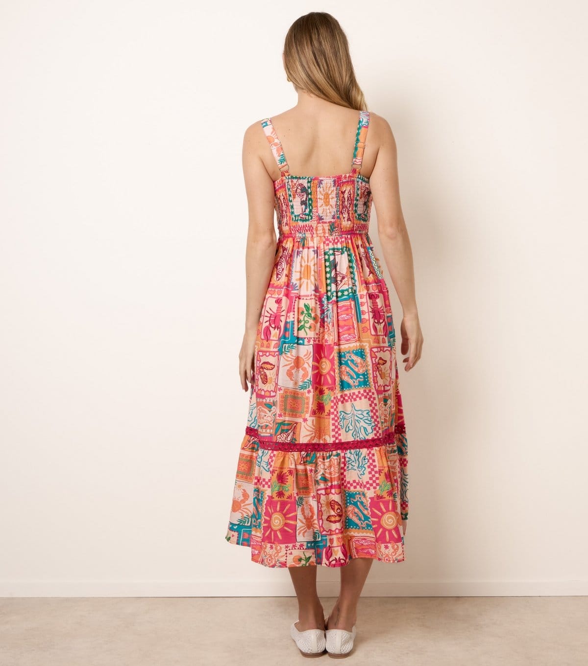 Blue Vanilla Women's Orange Postcard Print Midi Dress Blue Vanilla New Look - 4