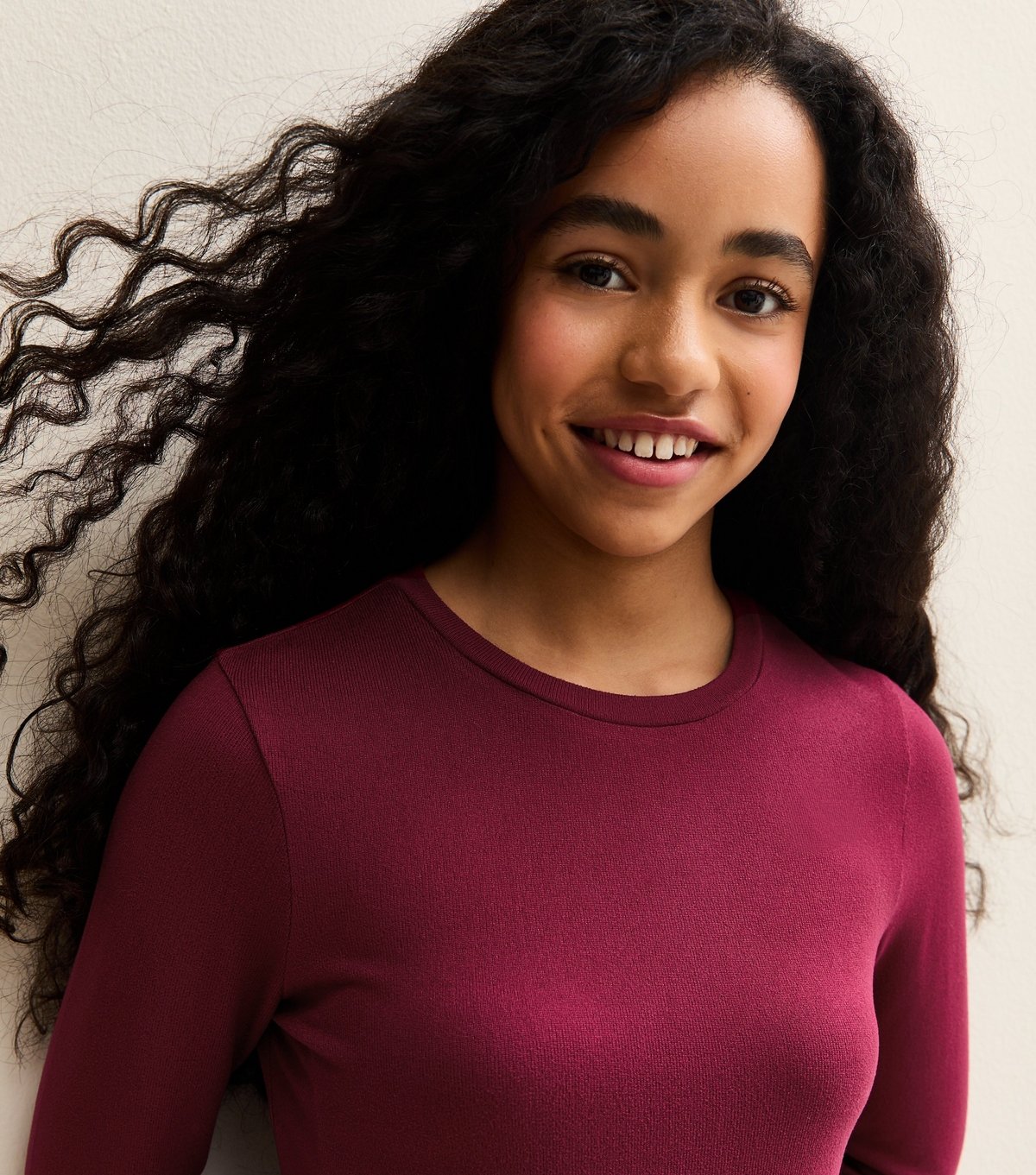 New Look Girls' Dark Burgundy Long Sleeve Top and Striped Trousers Pyjamas Set New Look - 2