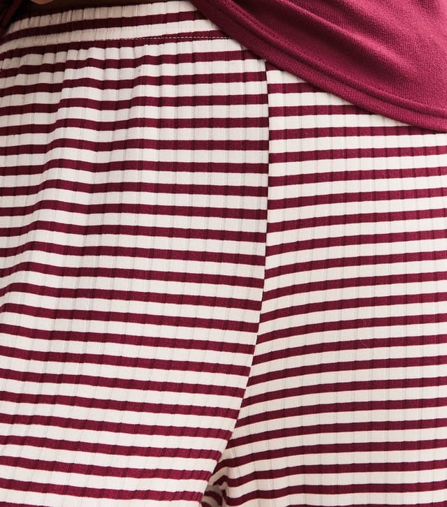 New Look Girls' Dark Burgundy Long Sleeve Top and Striped Trousers Pyjamas Set New Look - 2