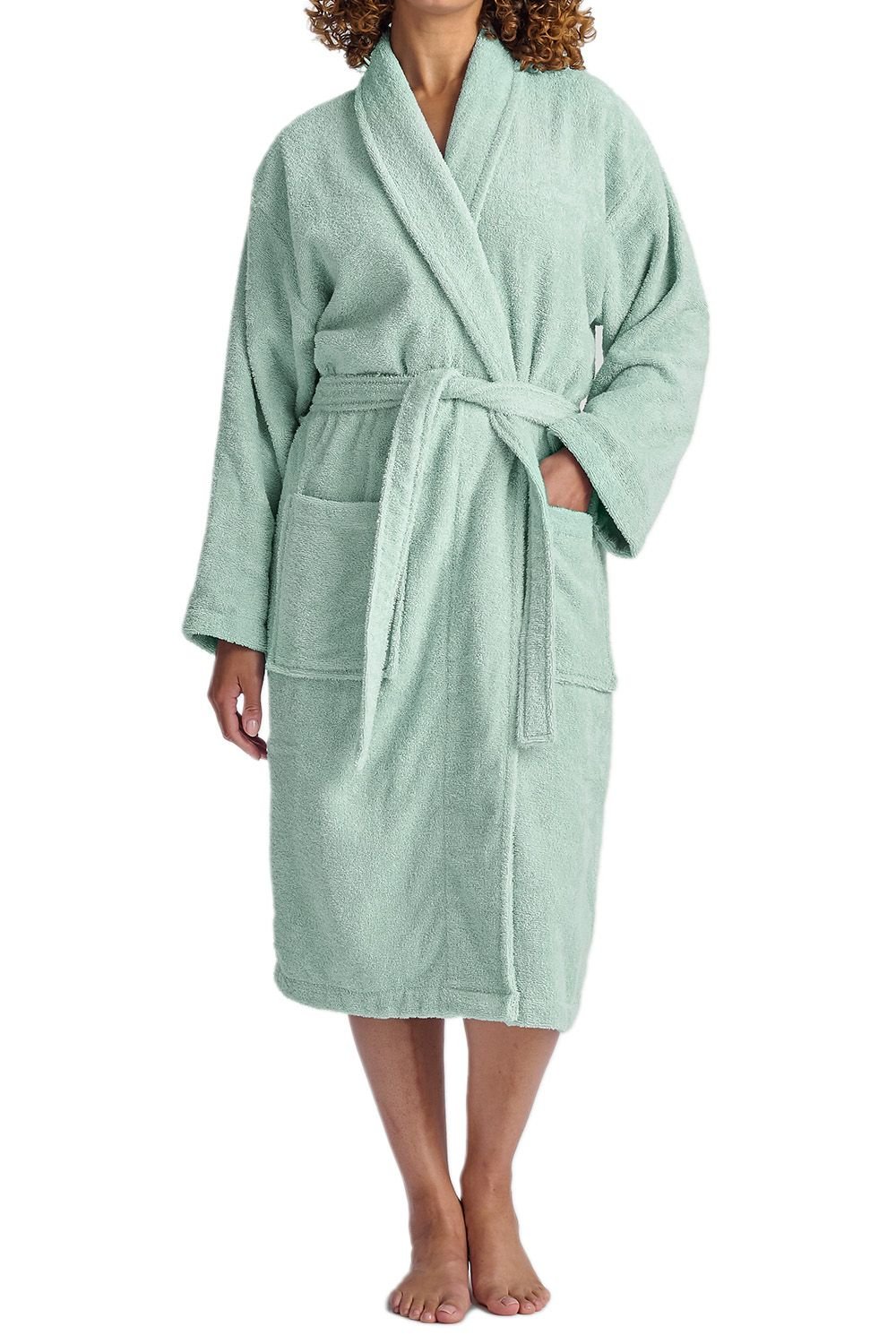 Christy CHRISTY Women's 'Serene' Soft Combed Cotton Bath Robe in Duck Egg Blue - 1