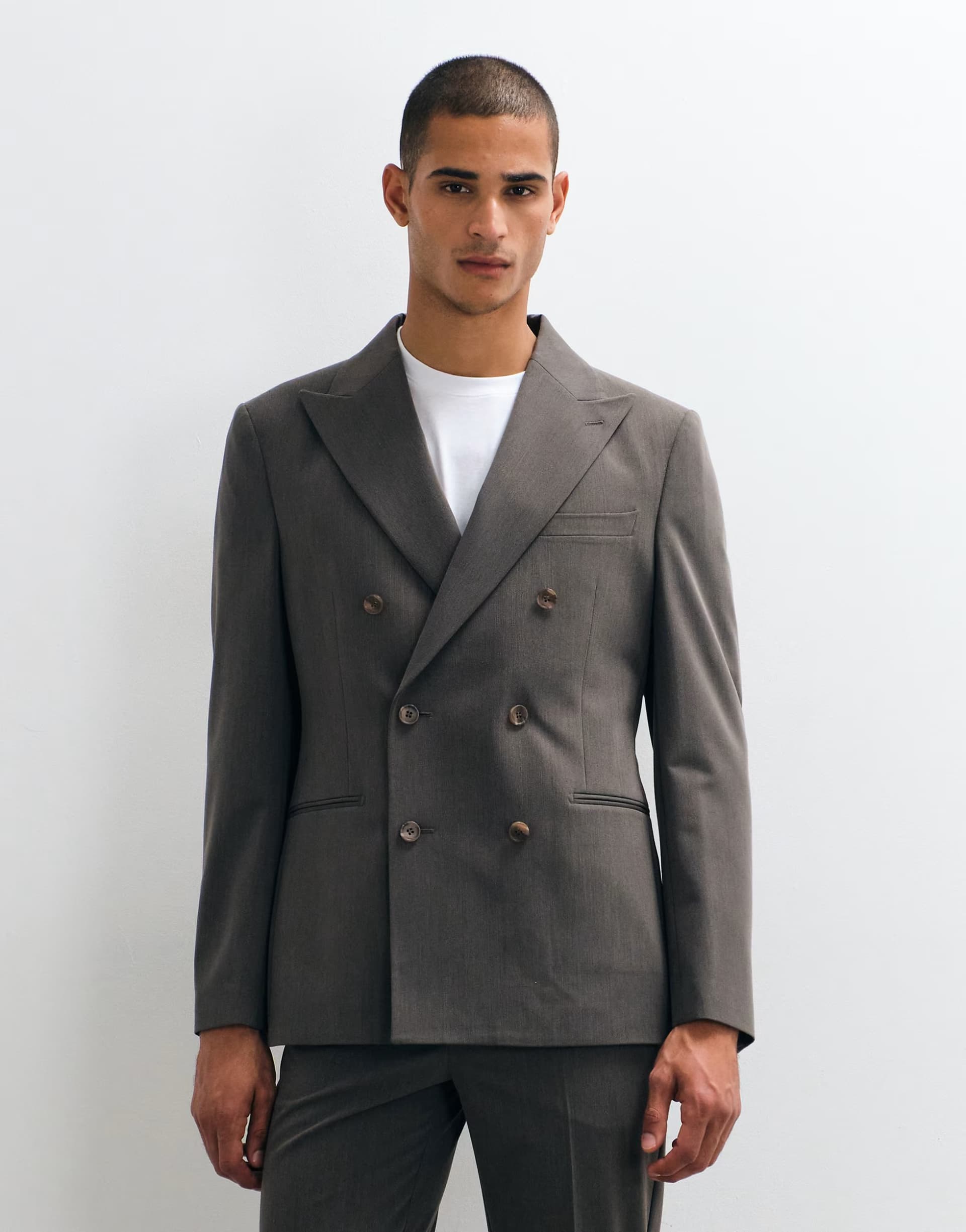 ASOS ASOS DESIGN crease resistant double breasted suit jacket in dark brown