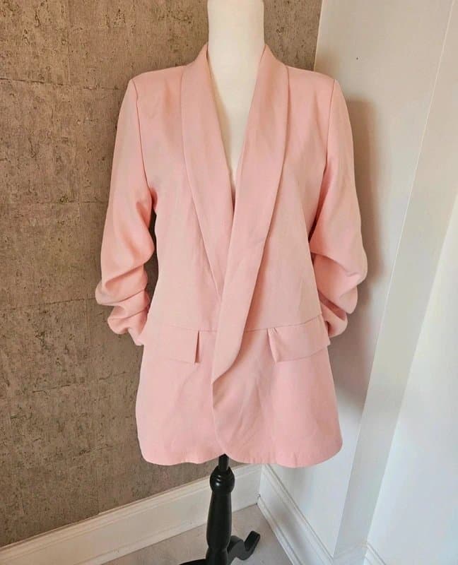Elsa Womens new light baby pink 3/4 sleeves blazer jackets outerwear medium dressy smart Elsa boutique